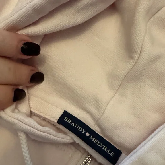 Brandy Melville Pink Zip-Up Hoodie - Picture 3 of 4